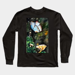 Butterfly and the Mushroom Patch Long Sleeve T-Shirt
